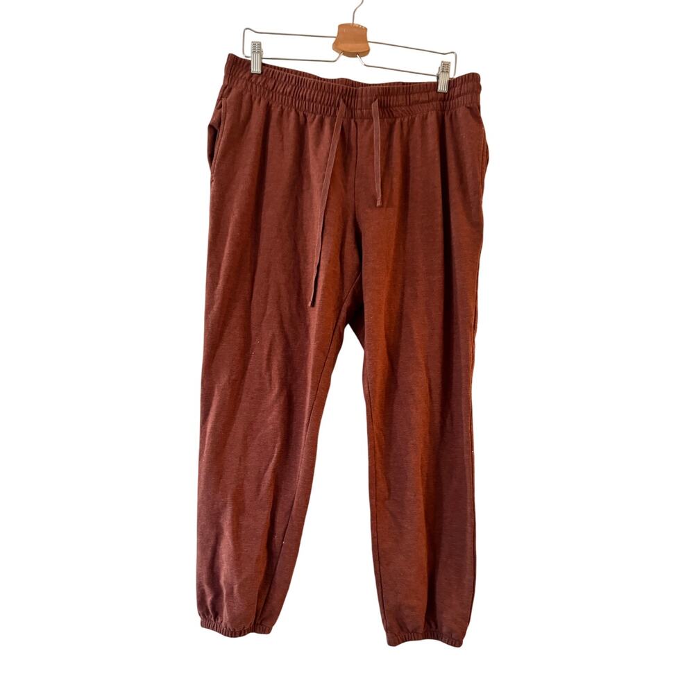 Z by Zella Women's Stellar Fleece Jogger Pants L Brown Elastic Drawstring Waist